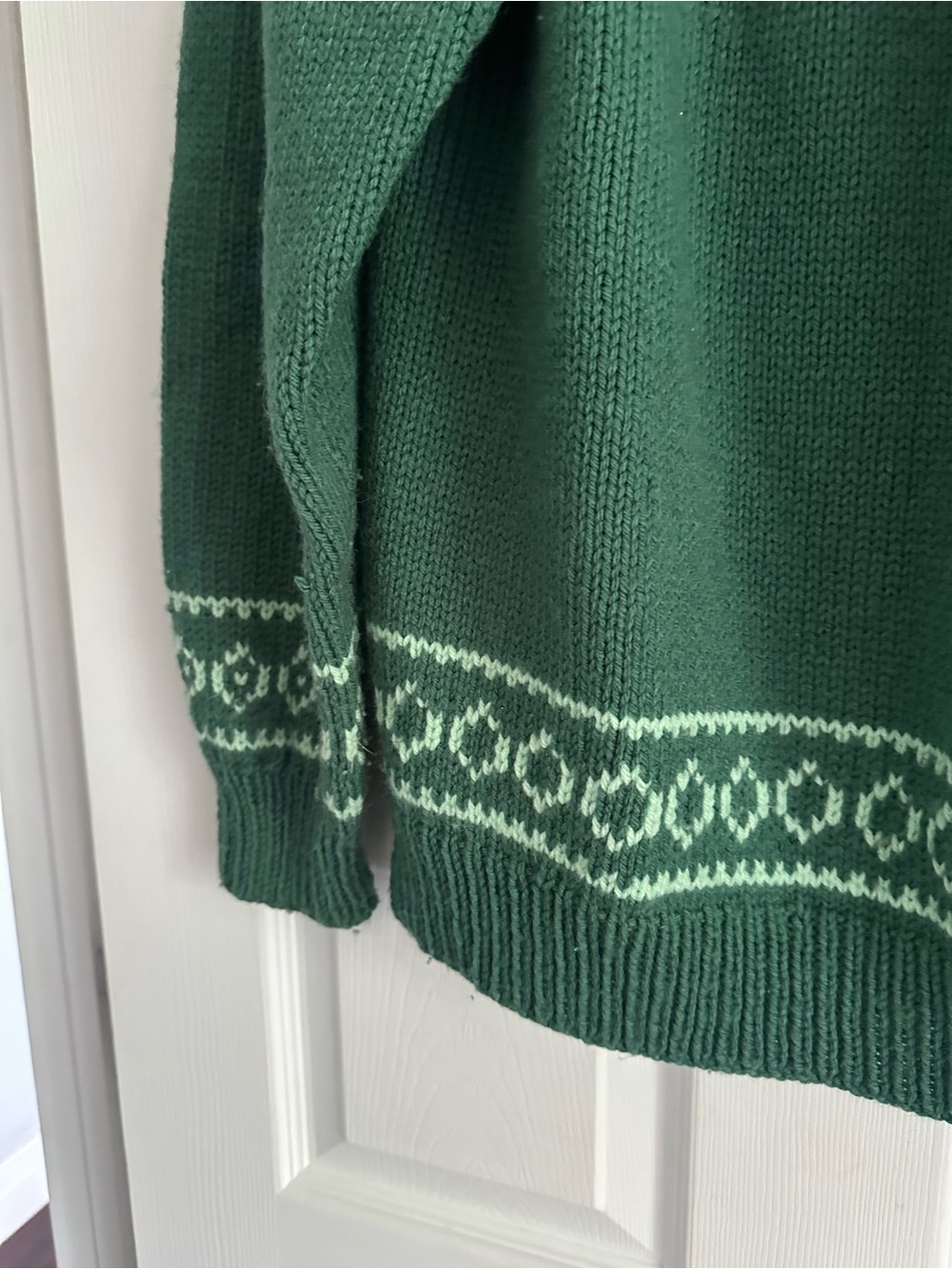 Size XL Handmade Women’s Green Fair Isle Nordic Knit Sweater - Picture 6 of 6